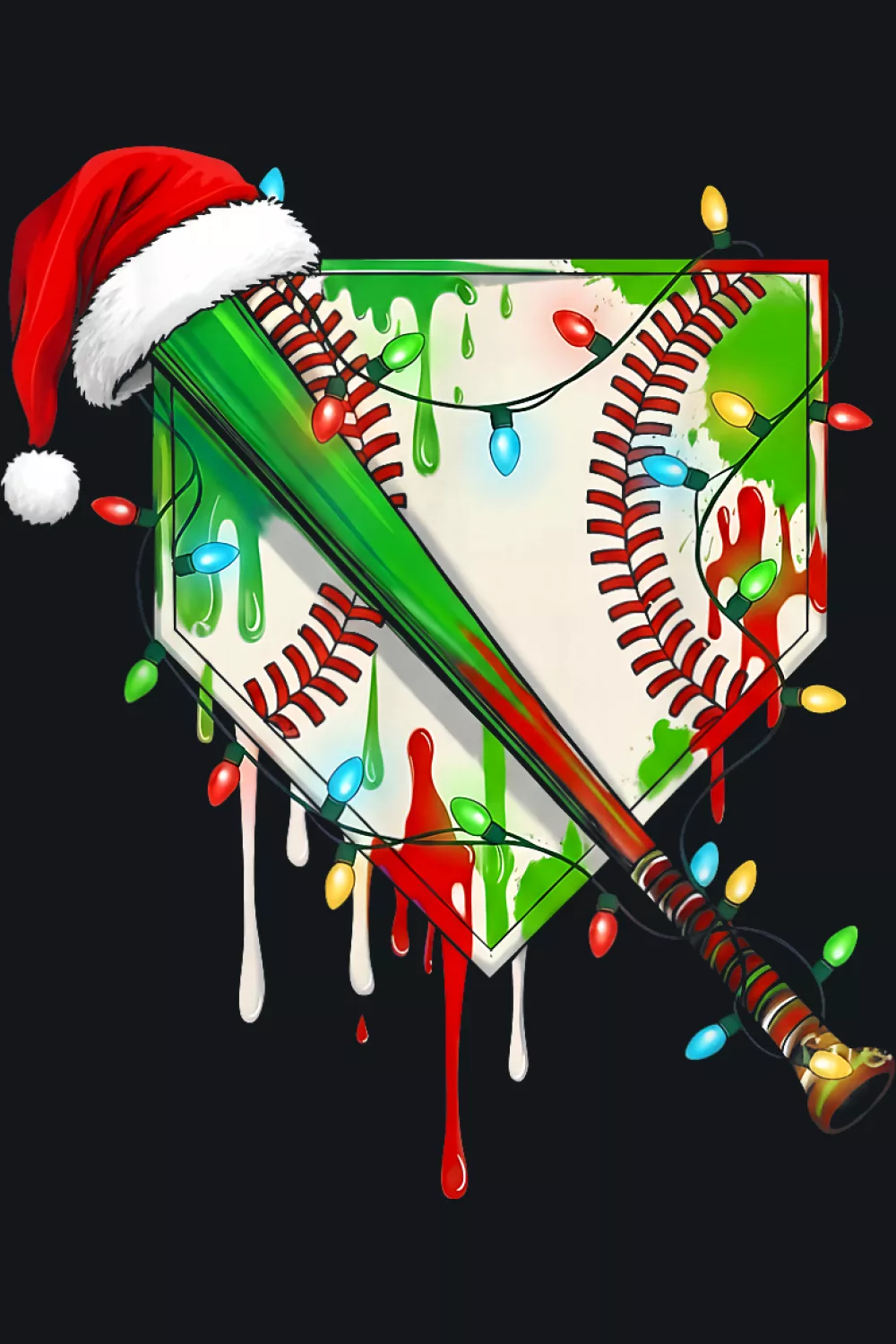 Candy cane bat with wrapped ribbon