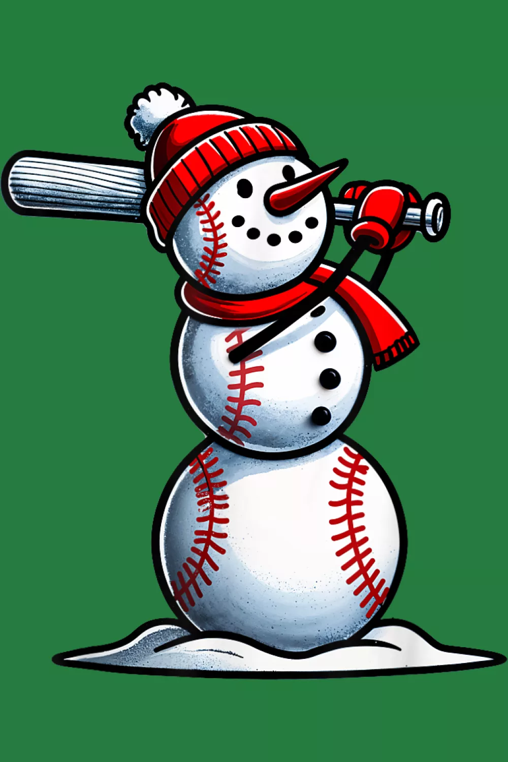 Snowman with bat ready stance