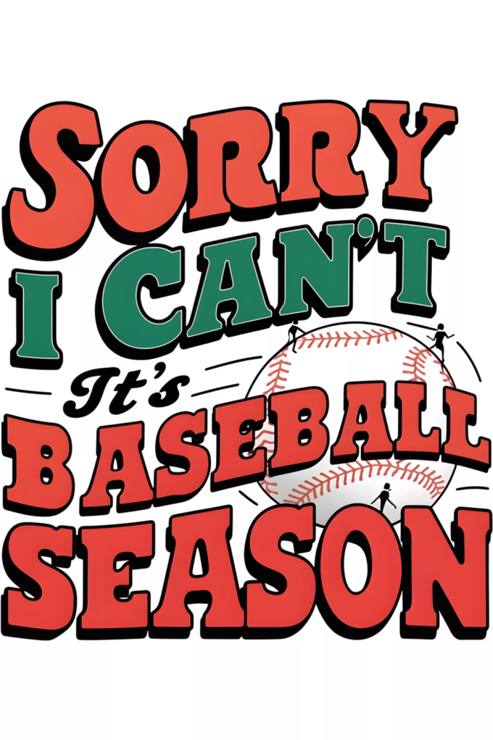 Bold, playful baseball season excuse with bright energy for fans who like a statement piece.