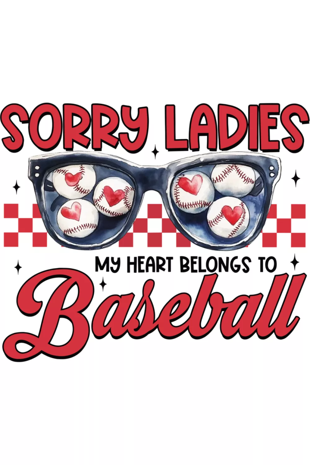 Sorry ladies my heart belongs to baseball Valentine boys kid shirt idea with playful sports hearts theme.