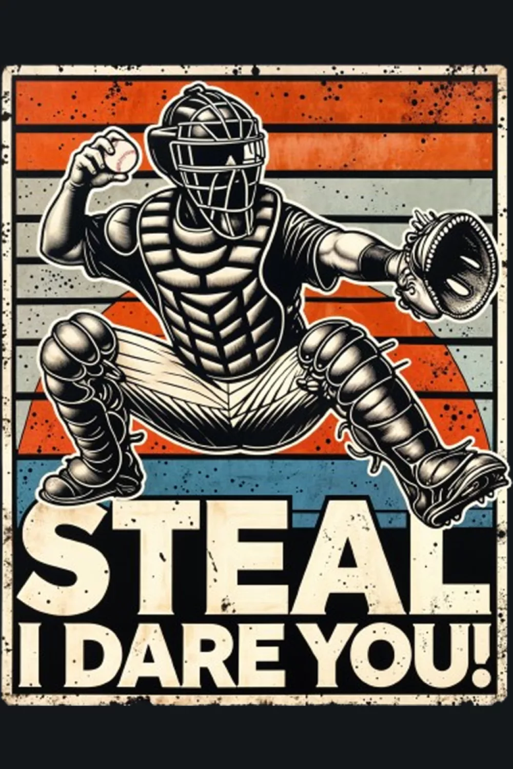 Retro orange and cream catcher art with playful text