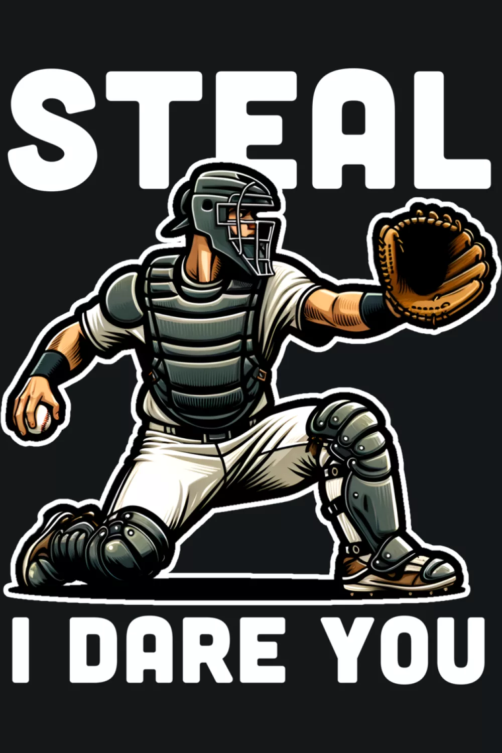 Catcher ready to throw with calm blue and gold stripes