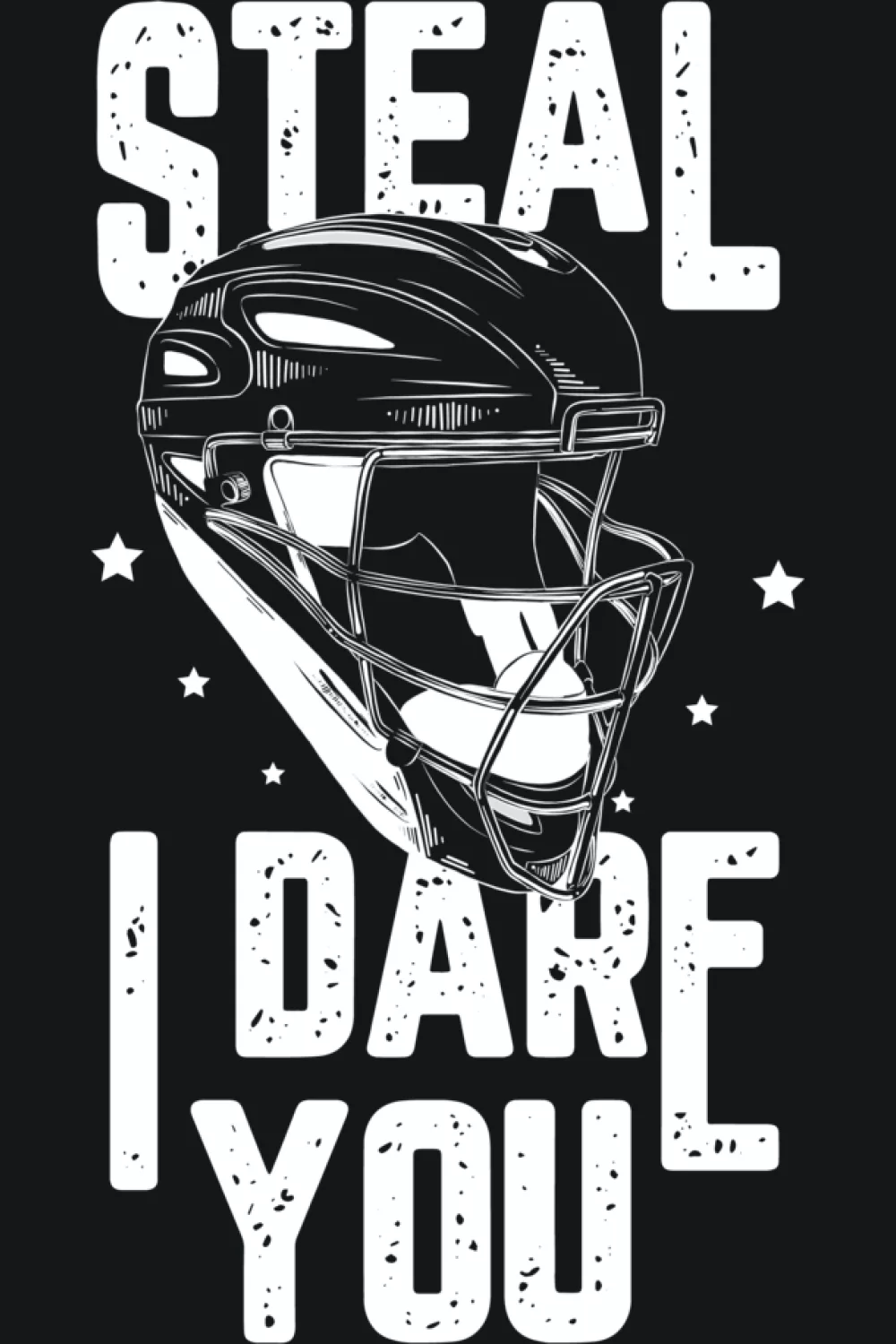 Bold catcher mask focus with strong text for devoted fans