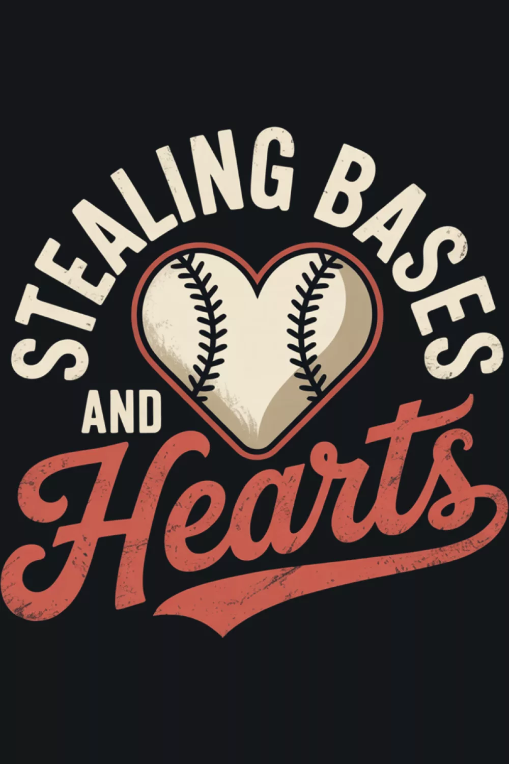 Stealing bases and hearts shirt idea with script style text for a sporty Valentines look.