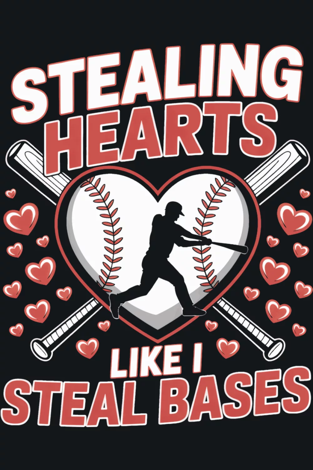 Stealing hearts like I steal bases for baseball moms shirt idea with proud mom energy and hearts.