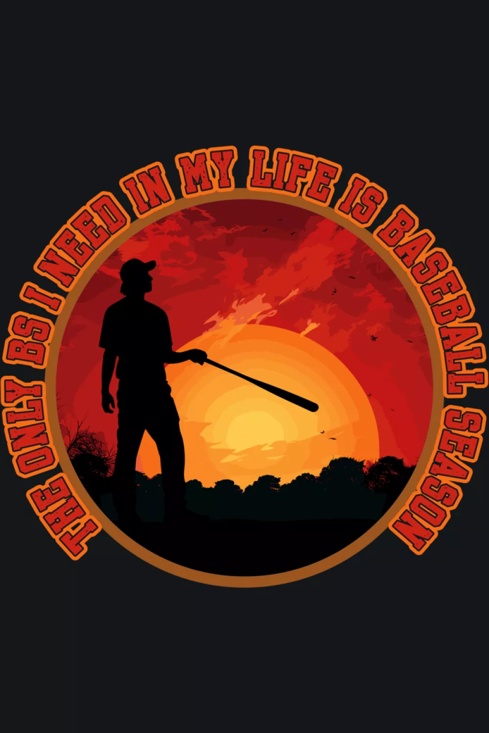Sunset scene baseball season graphic for fans who prefer scenic outdoor vibes over simple text.