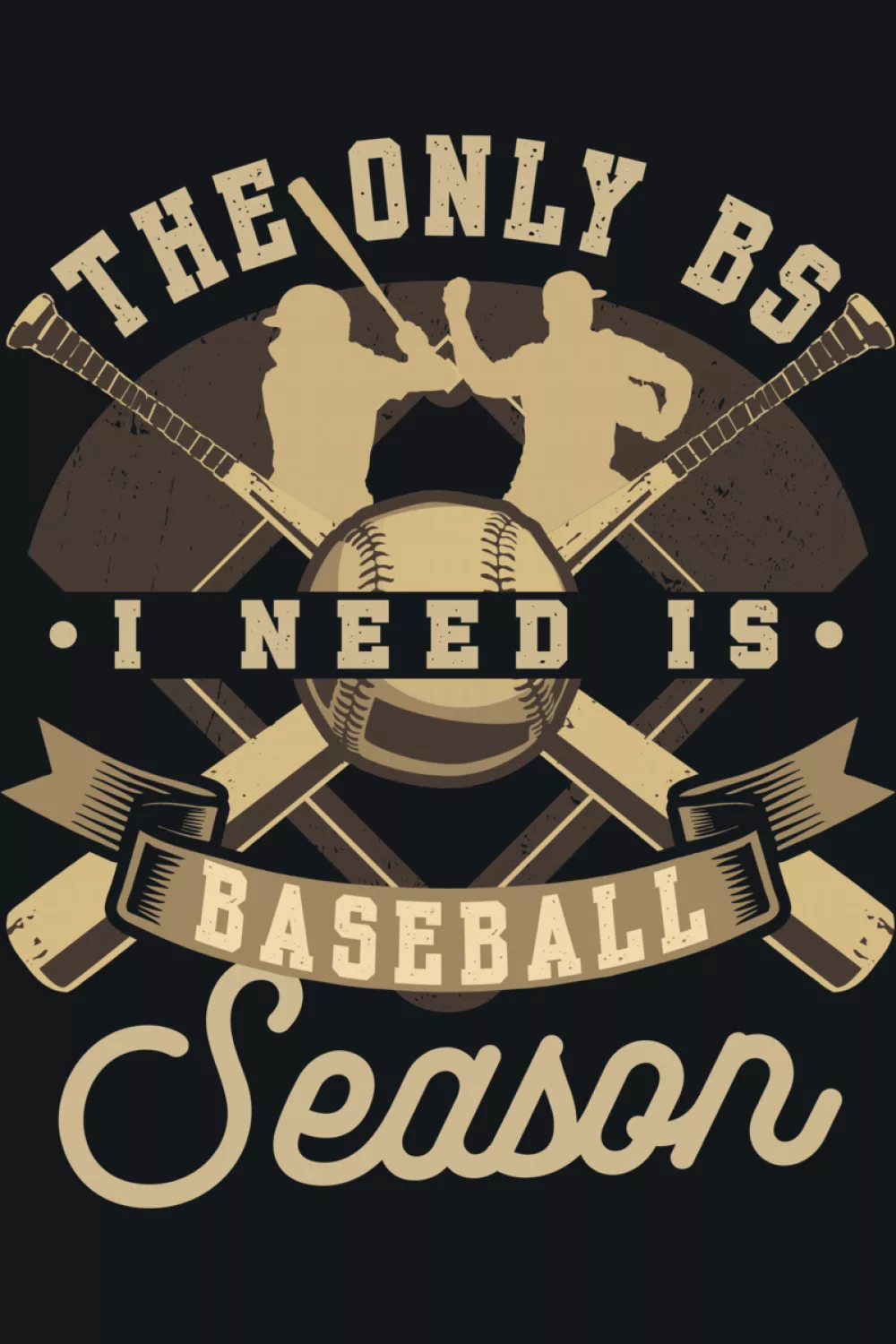 Crossed bats and baseball theme for coaches and players who want a strong game day graphic.