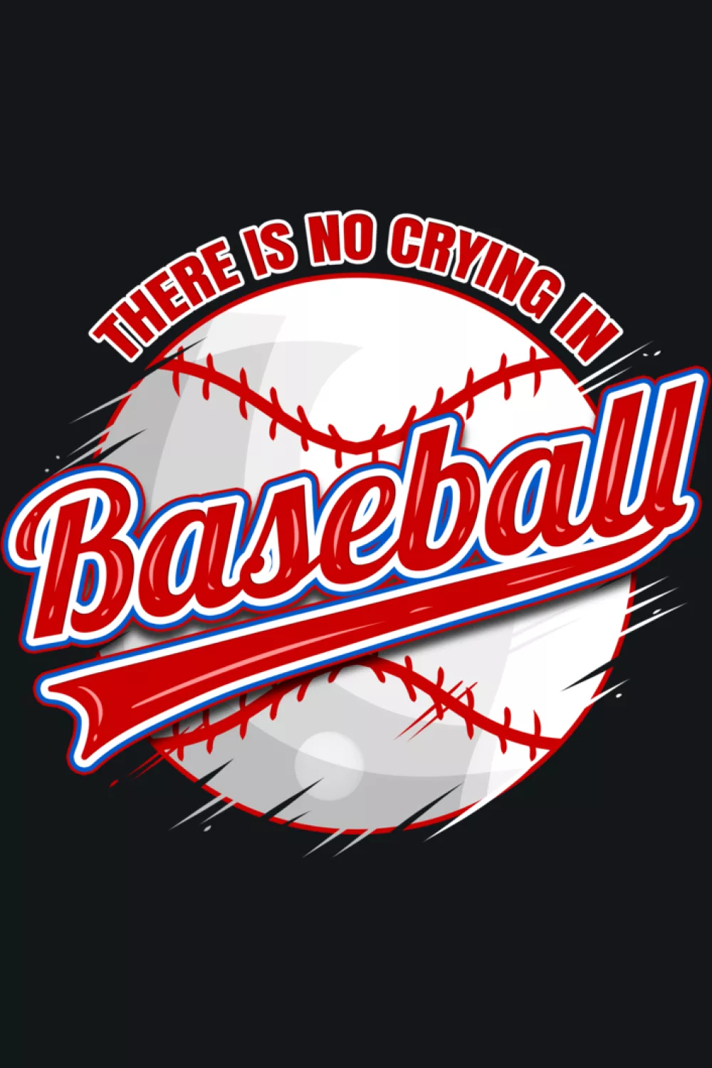 Tall badge style art that stacks the message over crossed bats