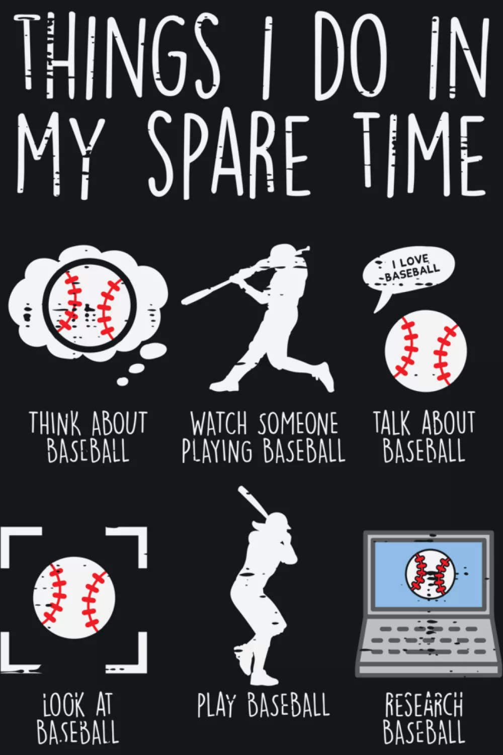 Family friendly baseball checklist with icons that suit men, women, and kids in one simple layout.