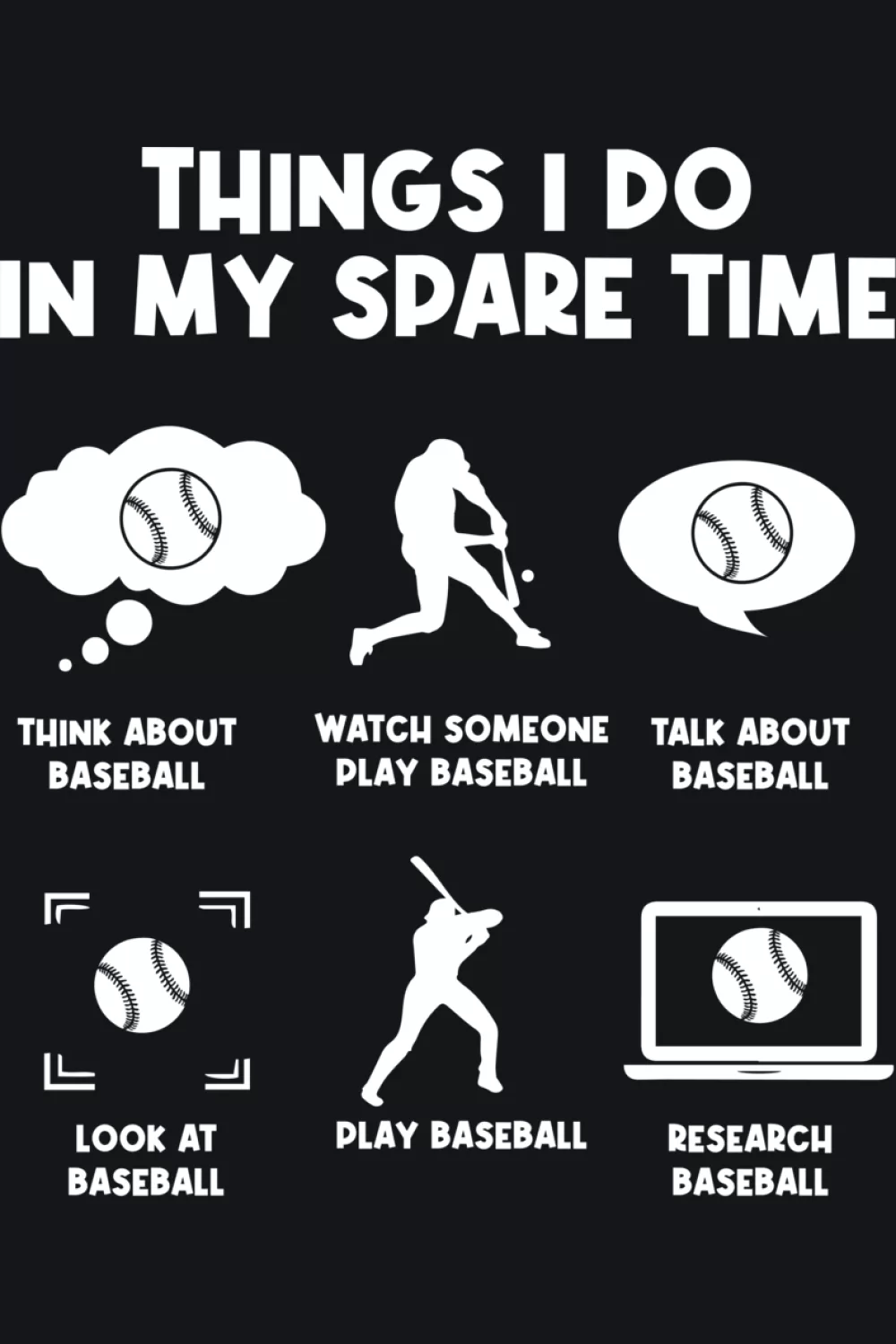Baseball player spare time checklist with icons that lean into practice and playing moments.