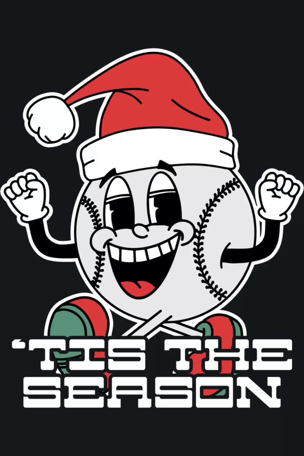 Santa hat baseball vibe for holiday game days, gift swaps, and family photos.