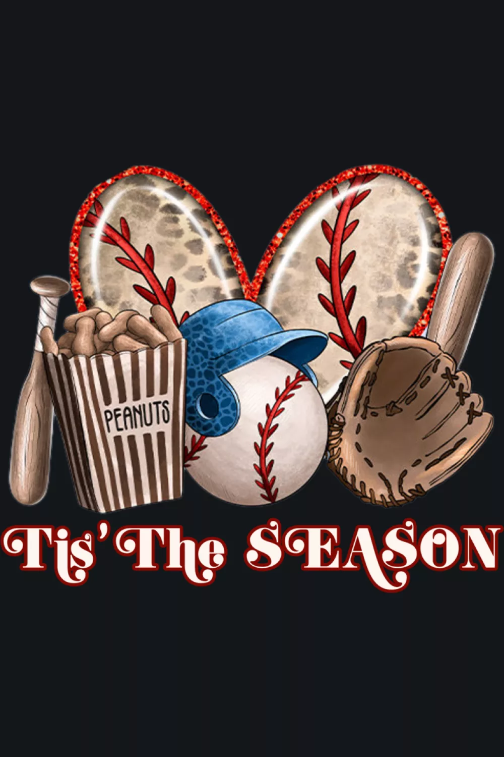 Heart themed baseball love message for couples, best friends, and proud supporters.