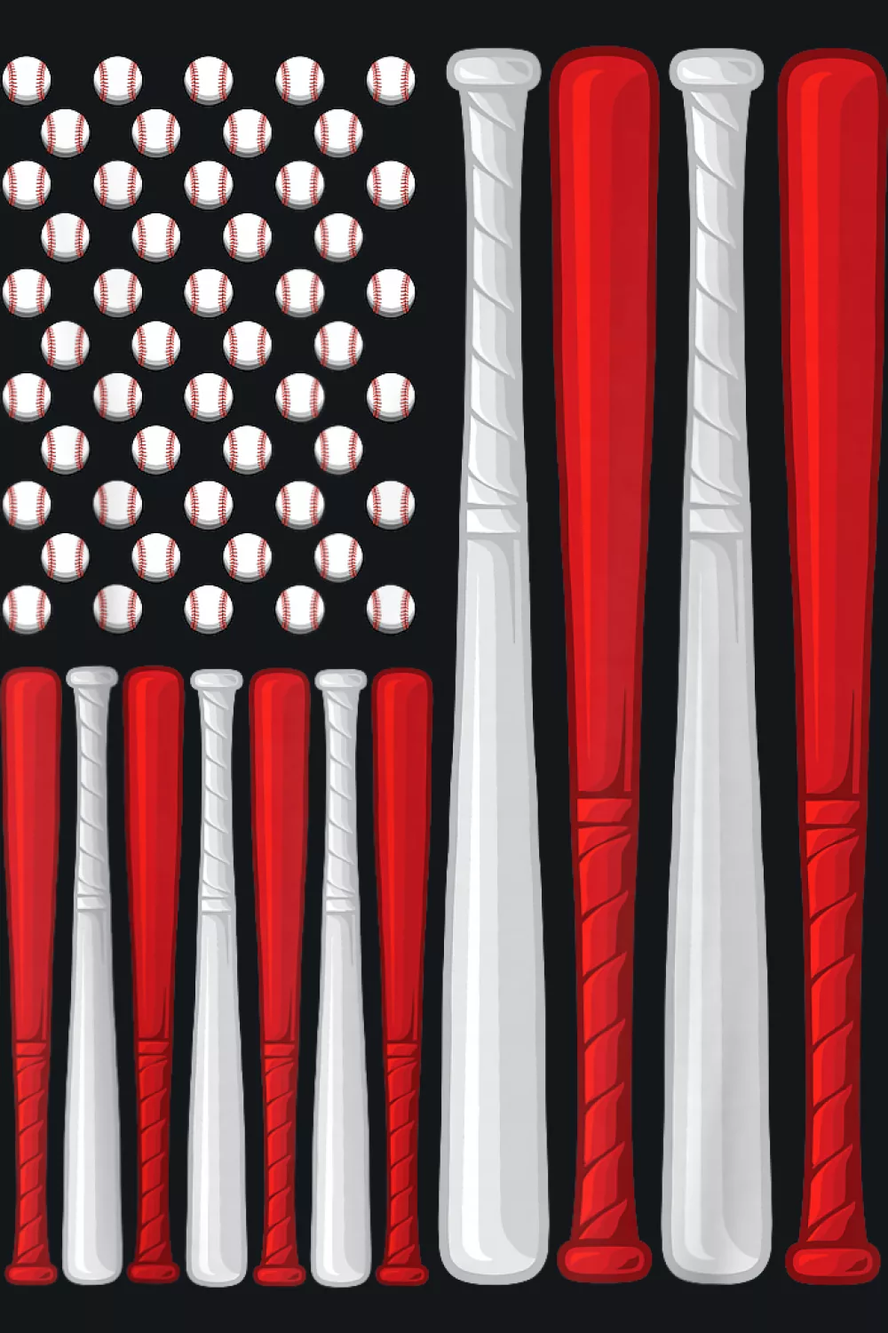 Vertical flag bars with baseball icons