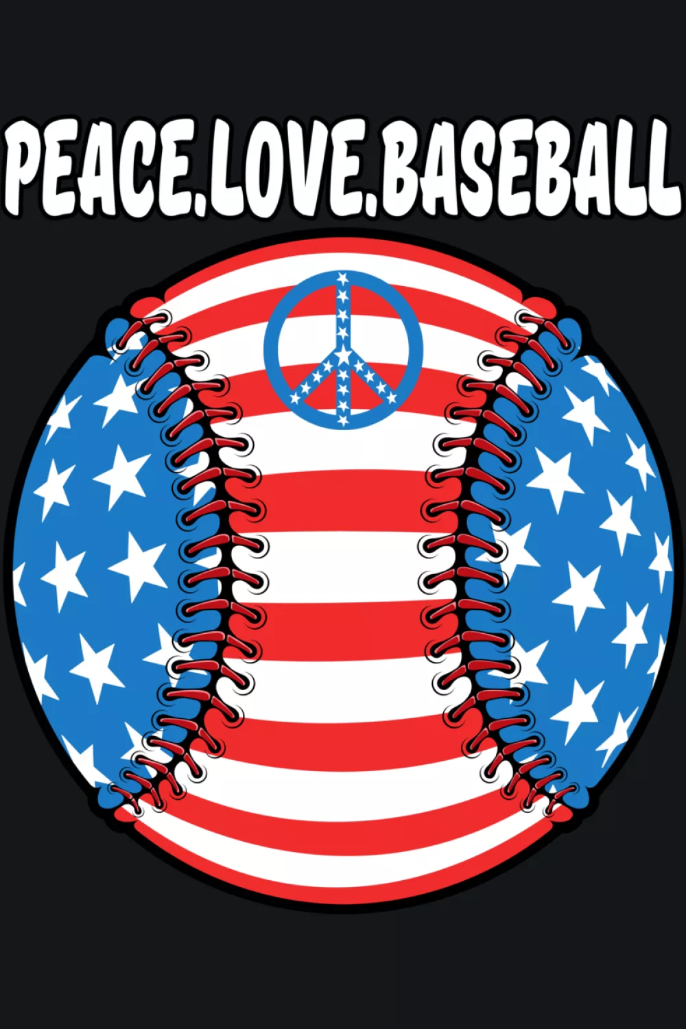 USA flag baseball peace and heart design