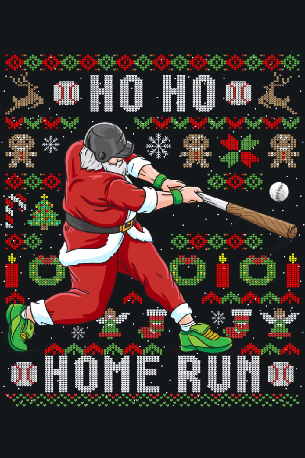 Ugly Christmas baseball ho ho home run funny gift