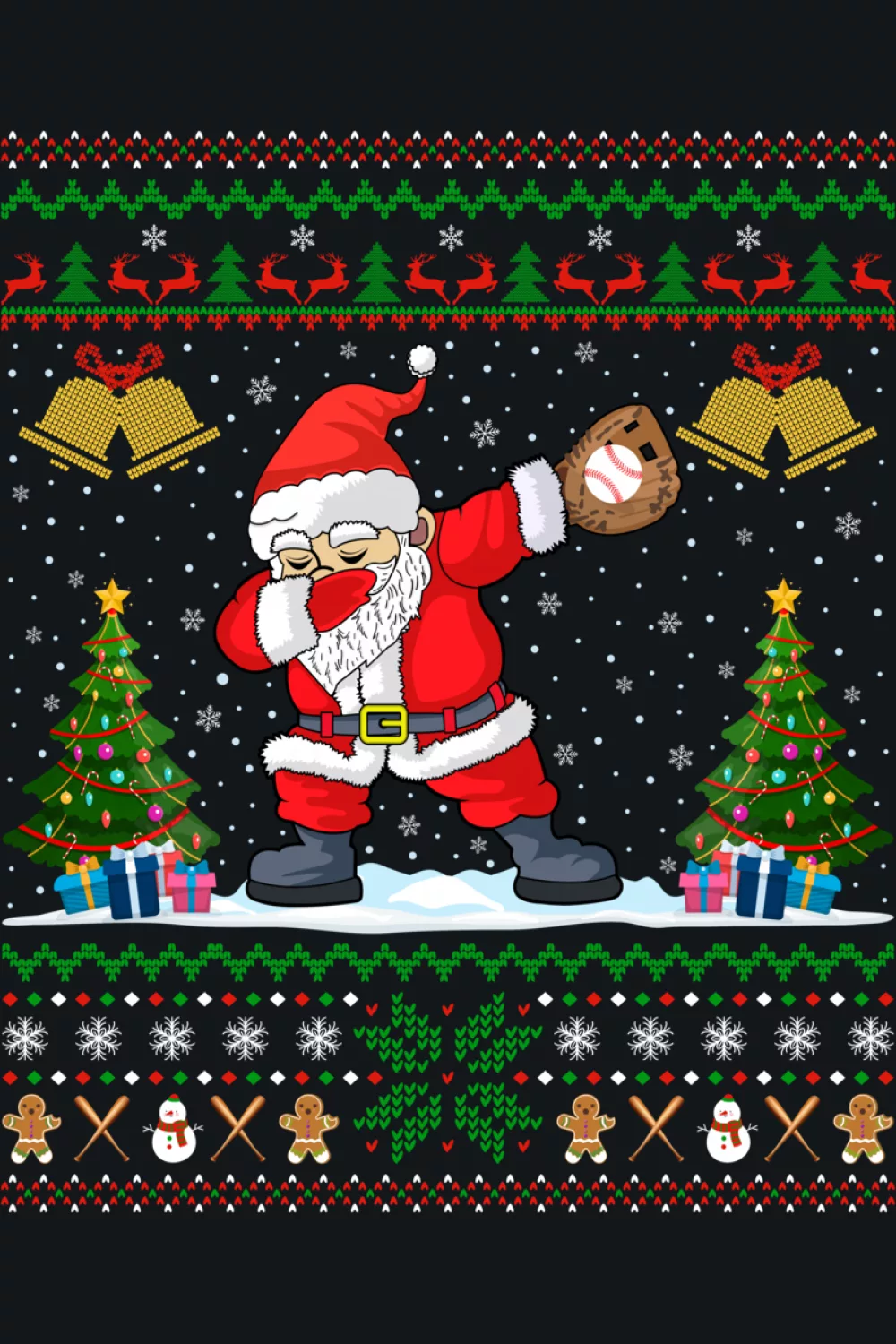 Dabbing Santa baseball player ugly Xmas sweater