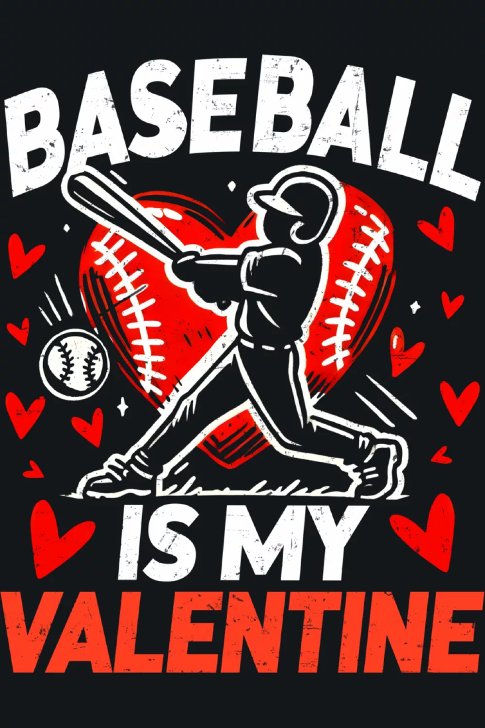 Valentines Day baseball is my valentine baseball player design for boys with hearts and sporty text.
