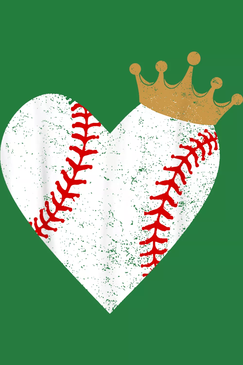Vintage baseball heart with small crown