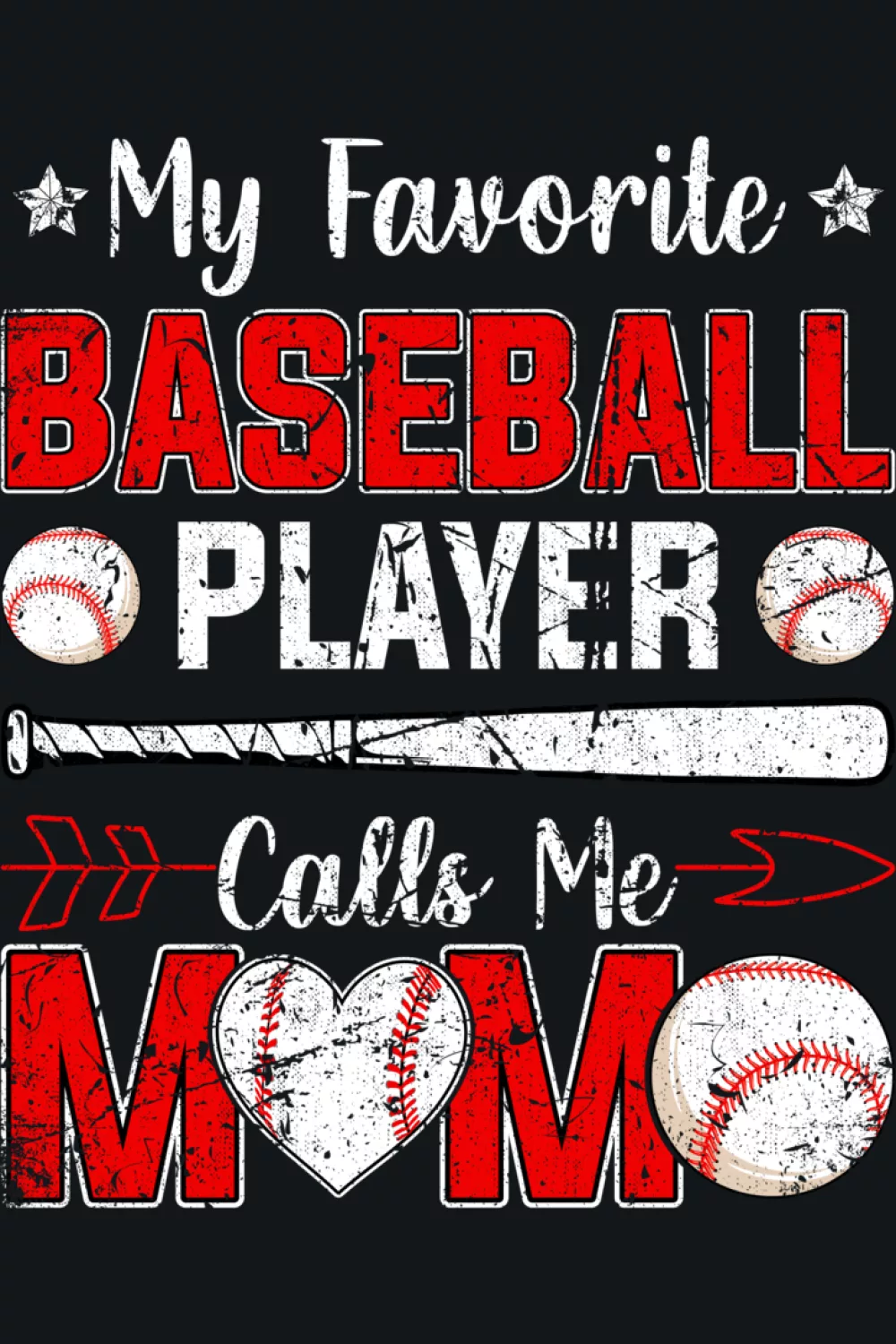 Vintage inspired baseball mom design with worn style lettering.