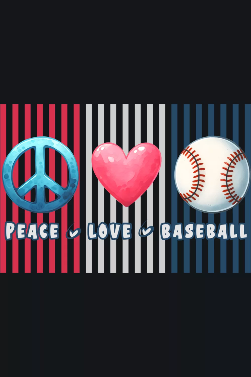 Peace Love Baseball Shirts graphic with vintage icons for families and teams