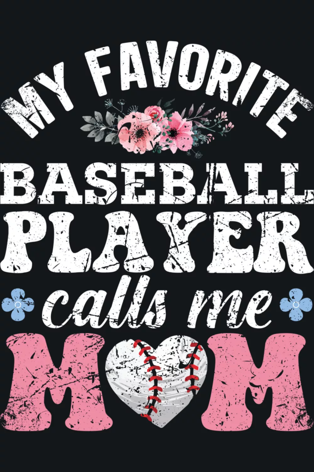 Retro baseball mom script paired with an old school ball illustration.