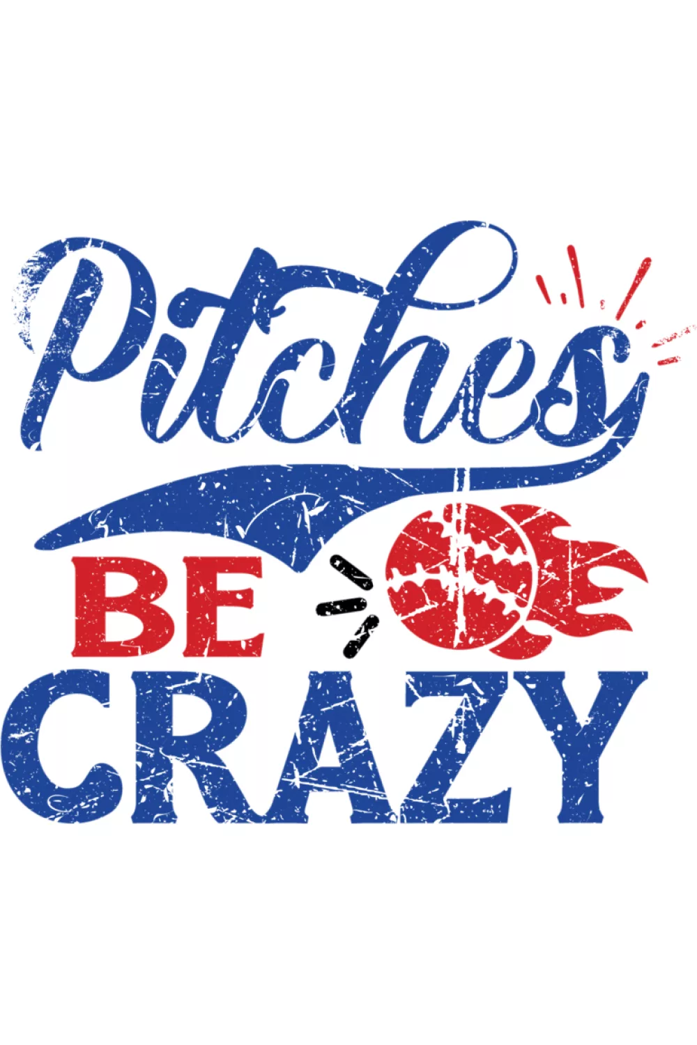 Vintage Pitches Be Crazy baseball softball humor shirt with pastel tones.
