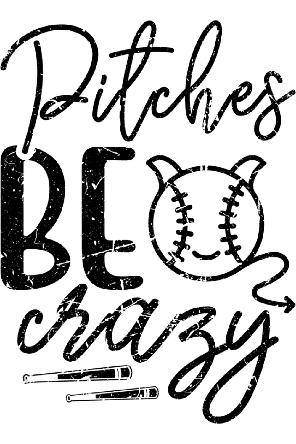 Vintage Pitches Be Crazy baseball shirt with soft faded print.