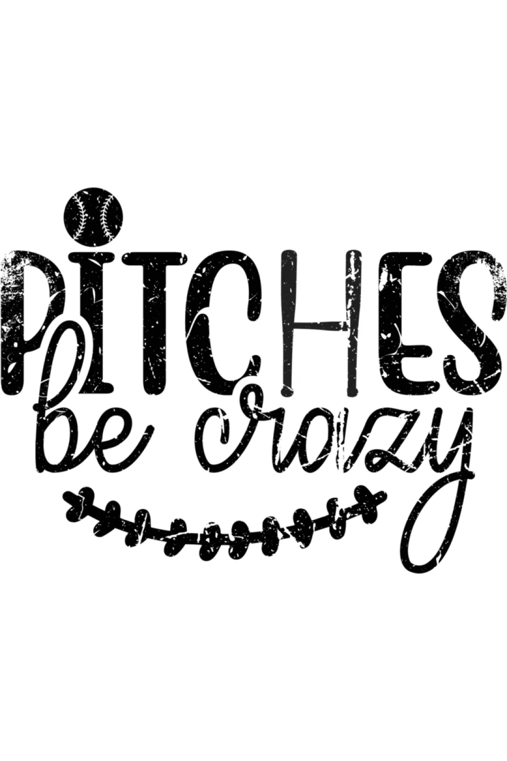 Vintage Pitches Be Crazy sport humor tee with bold lettering.