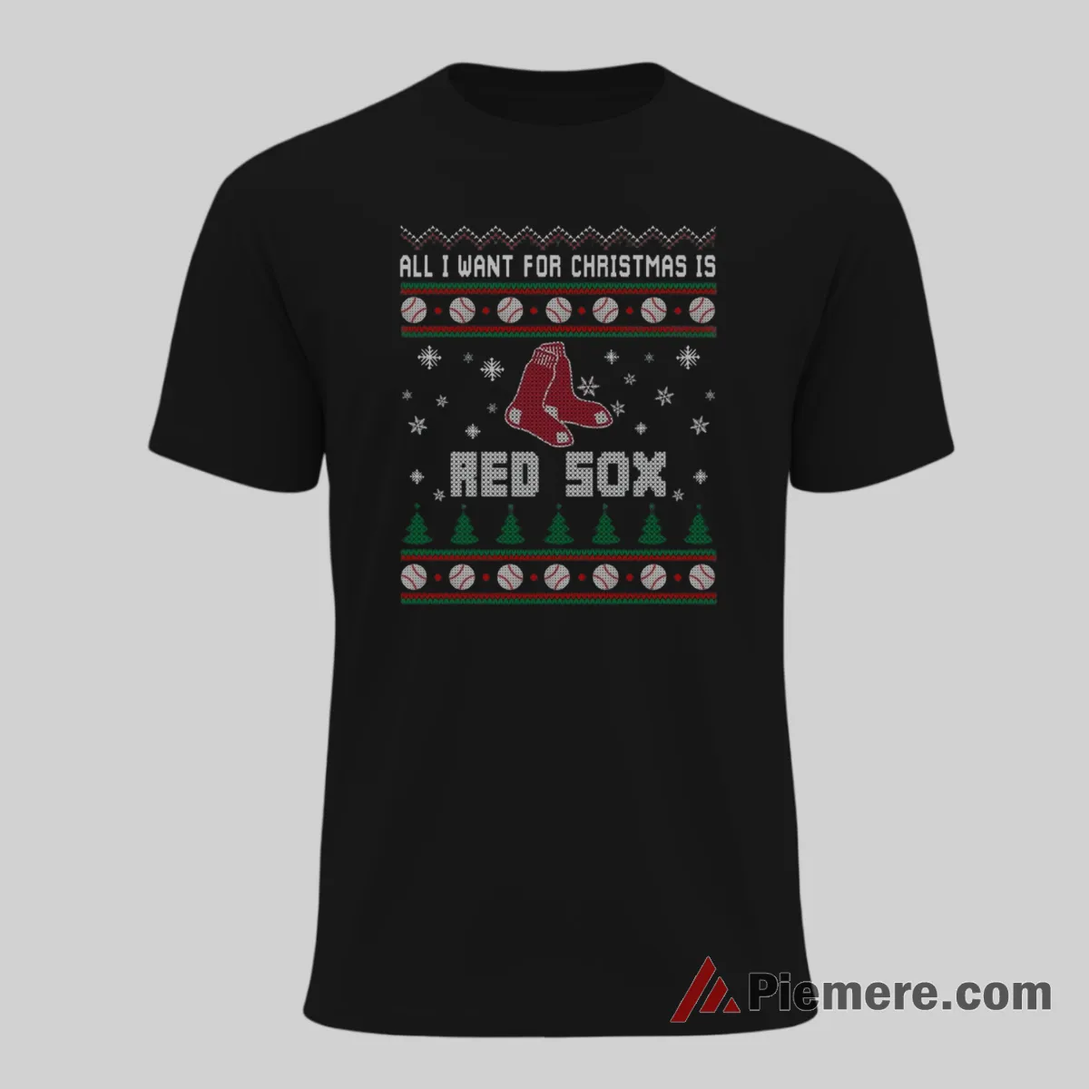 All I Want For Christmas Is Boston Red Sox Baseball Shirt on black short sleeve shirt for men graphic tee