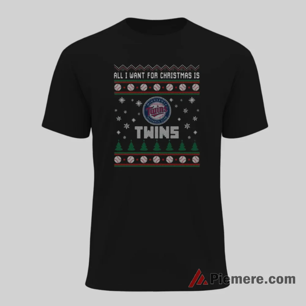 All I Want For Christmas Is Minnesota Twins Baseball Shirt on black short sleeve shirt for men graphic tee