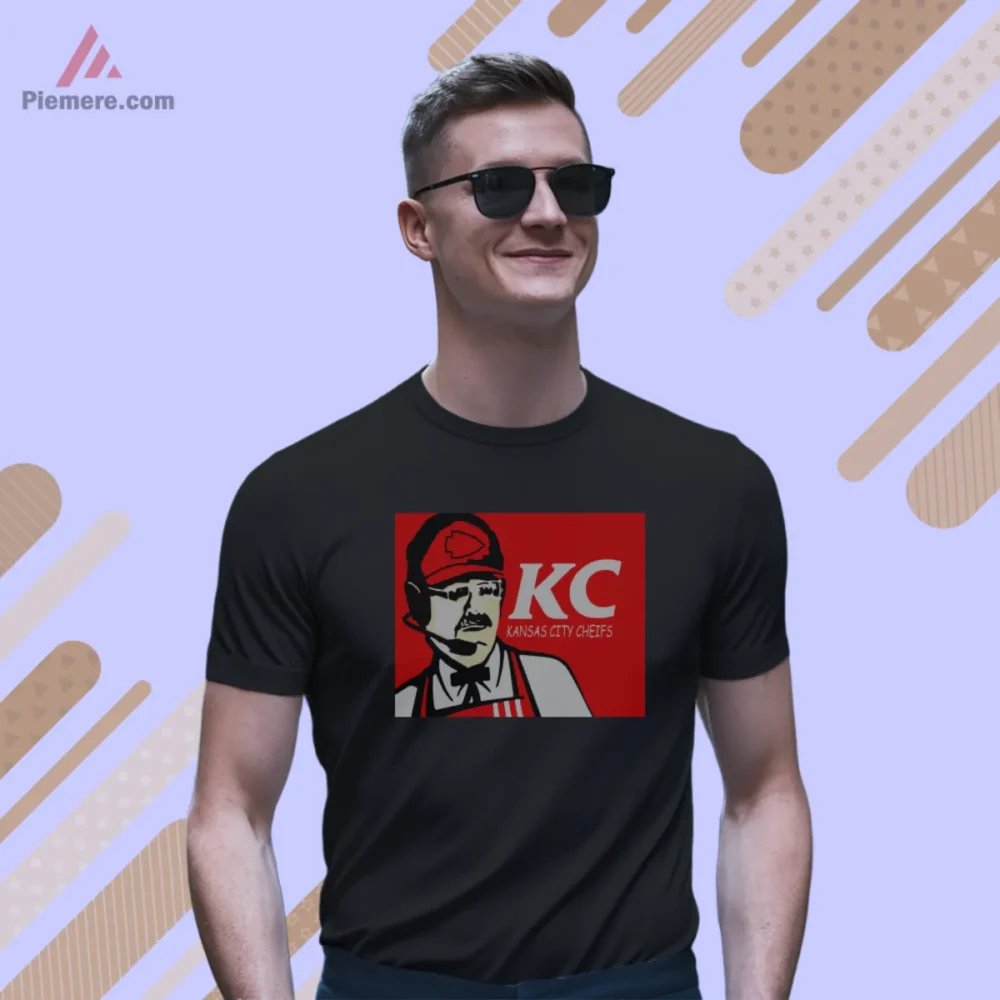 Andy Reid KC Parody Football Shirt with red poster style graphic and big KC letters