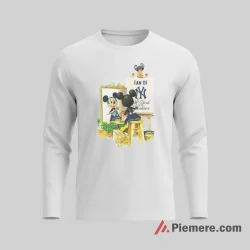 Artist Studio Mickey Yankees Sketch Style Shirt on white long sleeve shirt for men graphic tee
