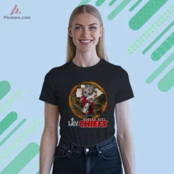 Baby Groot Kansas City Chiefs Super Bowl LIV Champions Football Shirt with trophy and KC arrowhead backdrop