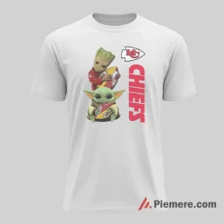 Baby Yoda Baby Groot Kansas City Chiefs Friendship Shirt on white short sleeve shirt for men graphic tee