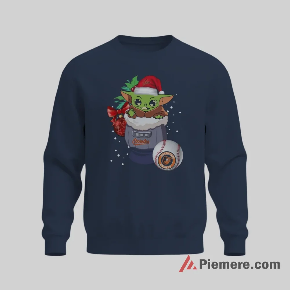 Baby Yoda Baltimore Orioles Christmas Cozy Shirt on graphic shirt for men graphic tee