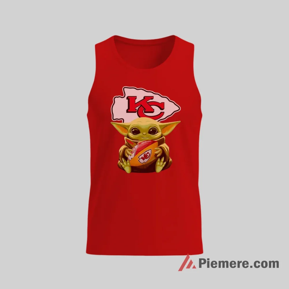Baby Yoda Kansas City Chiefs Cozy Football Shirt on red tank top for men graphic tee