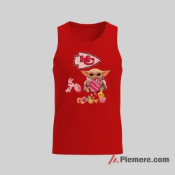 Baby Yoda Kansas City Chiefs Easter Football Shirt on red tank top for men graphic tee