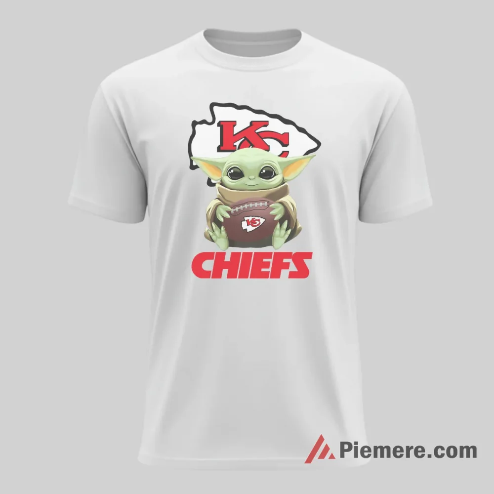 Baby Yoda Kansas City Chiefs Football Companion Shirt on white short sleeve shirt for men graphic tee
