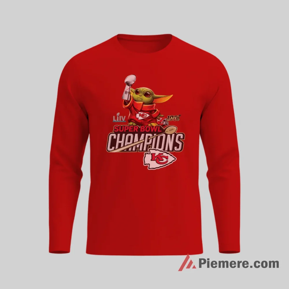 Baby Yoda Kansas City Chiefs Football Icon Shirt on red long sleeve shirt for men graphic tee