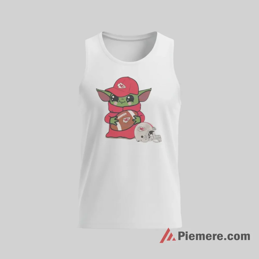 Baby Yoda Kansas City Chiefs Helmet Focus Shirt on white tank top for men graphic tee