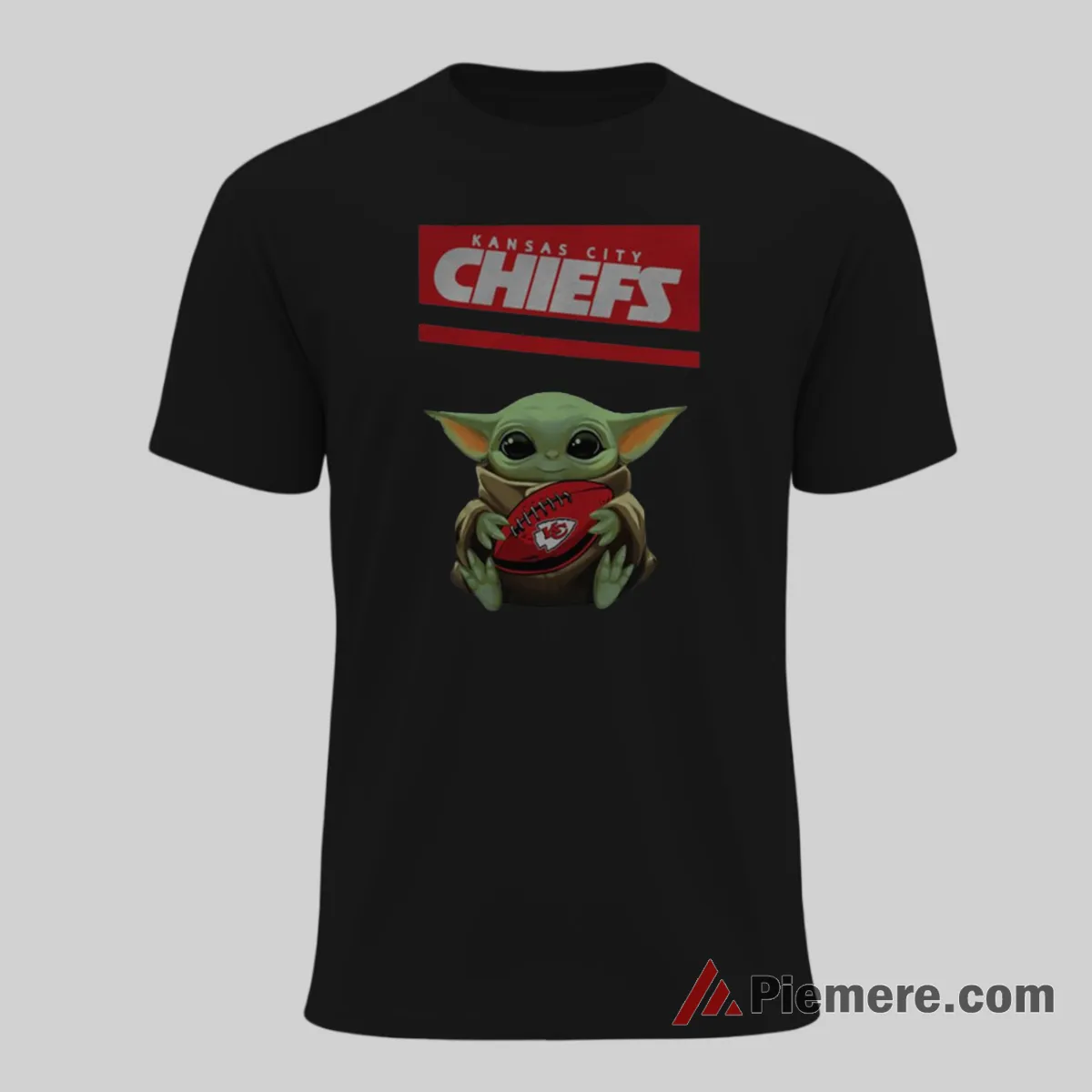 Baby Yoda Kansas City Chiefs Loyal Fan Shirt on black short sleeve shirt for men graphic tee