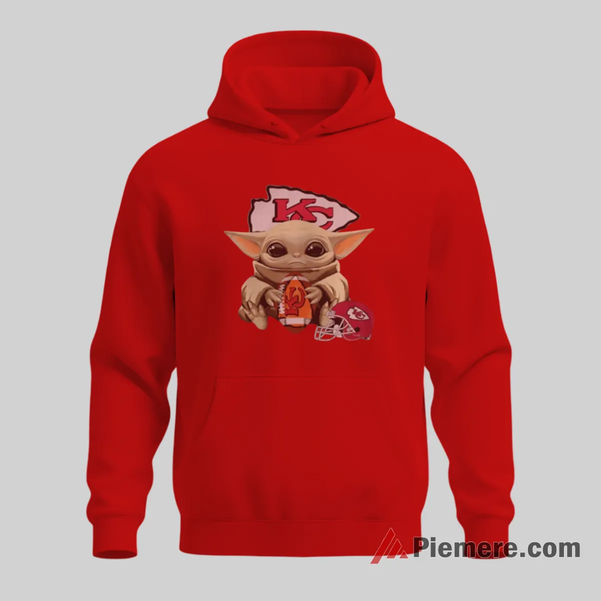 Baby Yoda Kansas City Chiefs Youth Football Shirt on red hoodie for men graphic tee