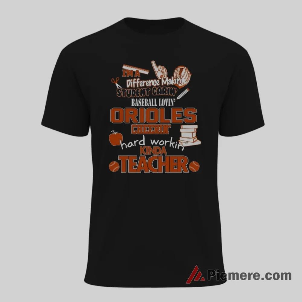 Baltimore Orioles Baseball Loving Teacher Shirt on black short sleeve shirt for men graphic tee