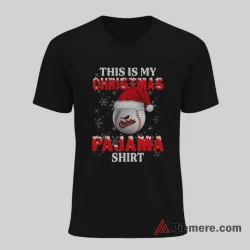 Baltimore Orioles Christmas Pajama Baseball Shirt on black v-neck shirt for men graphic tee