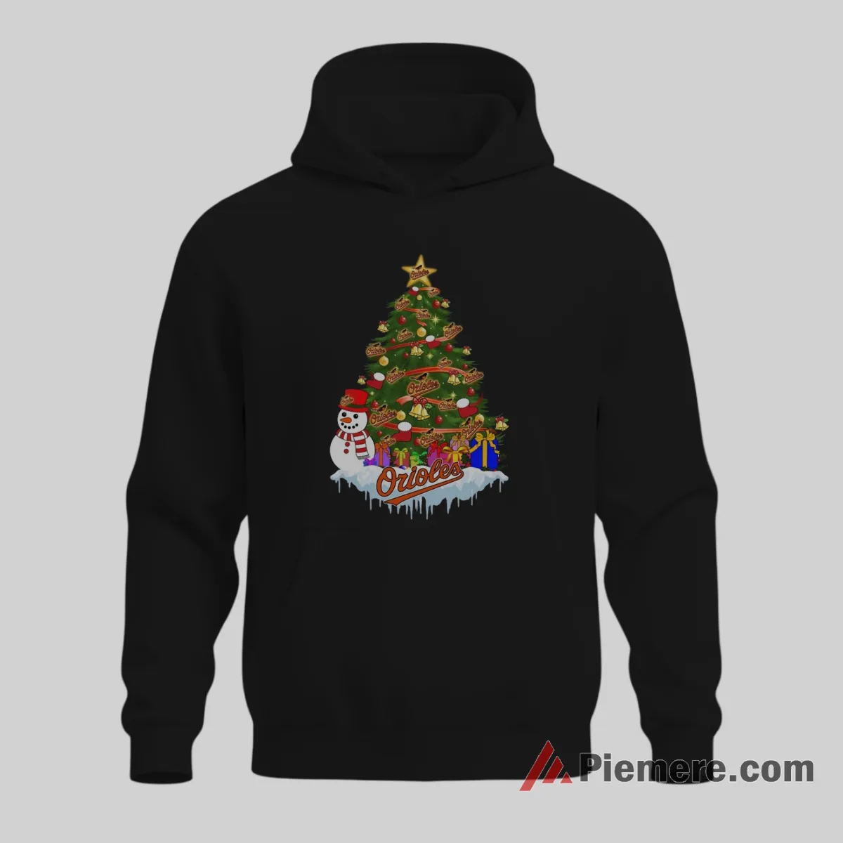 Baltimore Orioles Christmas Tree Baseball Shirt on black hoodie for men graphic tee