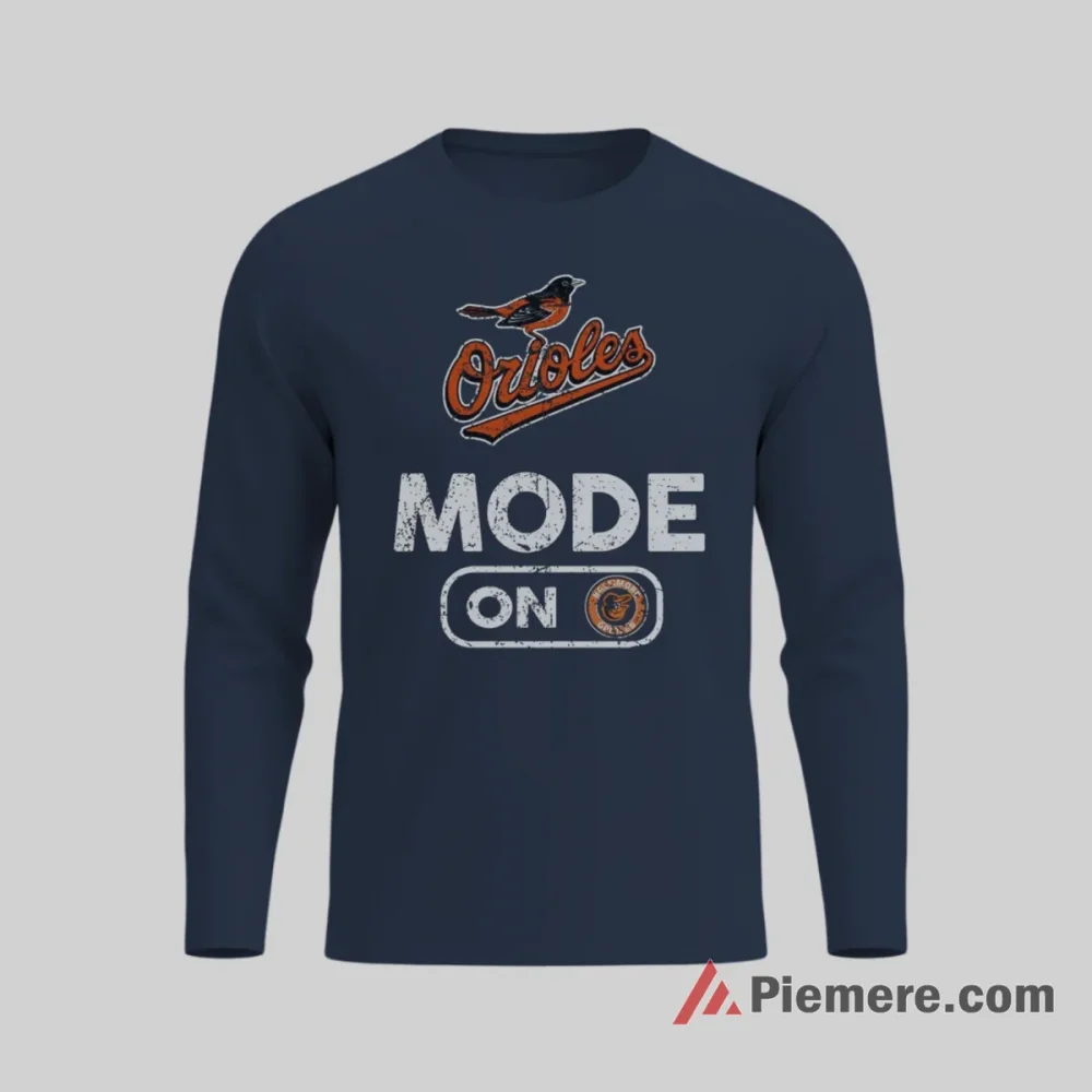 Baltimore Orioles Game Mode On Shirt on navy long sleeve shirt for men graphic tee