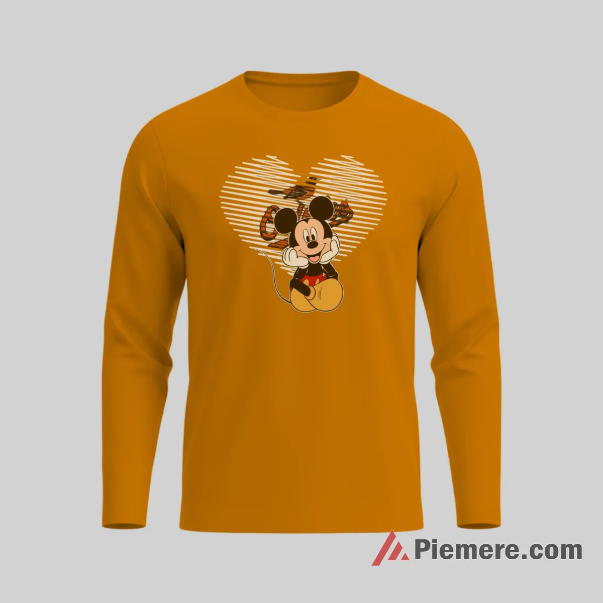 Baltimore Orioles Heart Gesture Mickey Mouse Baseball Shirt on orange long sleeve shirt for men graphic tee