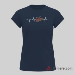 Baltimore Orioles Heartbeat Baseball Fan Shirt on navy short sleeve shirt for women graphic tee