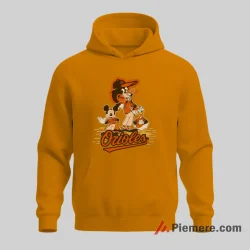 Baltimore Orioles Mickey Mouse Donald Duck Goofy Champions Shirt on orange hoodie for men graphic tee