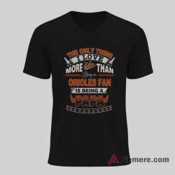 Baltimore Orioles Papa Proud Dad Baseball Shirt on black v-neck shirt for men graphic tee